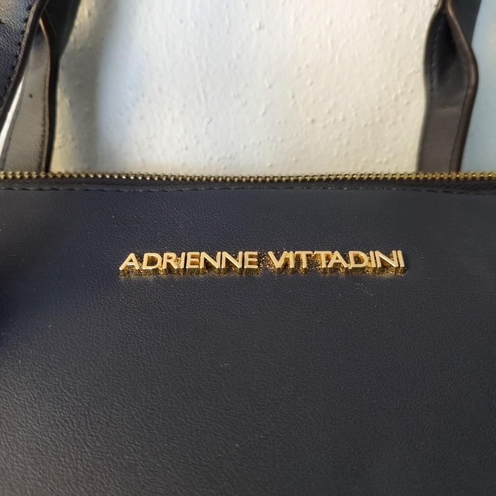 Adrienne Vittadini Purse Womens Blue XL Tote Handbag Zip Around‎ Double Strap - Picture 3 of 9